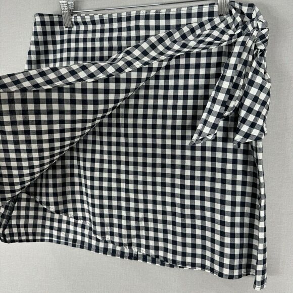 Loft Womens Skirt 8 Black Gingham Layered Wrap Cottagecore Retro Preppy Boho - Picture 3 of 10